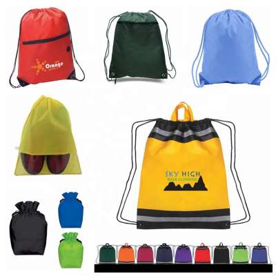 Custom Cheap Polyester Drawstring Bag/Wholesale Drawstring Backpack/Promotional Drawstring Bag