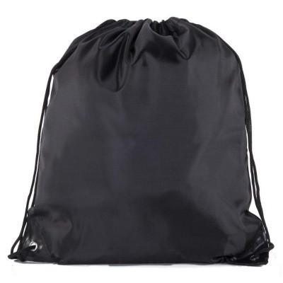 Drawstring Backpack Bags, Polyester Fabric Folding Shoulder Tote Sack Bag for Sport Storage Black