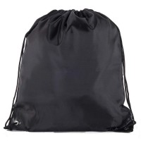 Drawstring Backpack Bags, Polyester Fabric Folding Shoulder Tote Sack Bag for Sport Storage Black