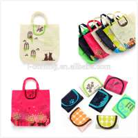 Custom 190t polyester foldable recycle promotional shopping cary pouch bag/Reusable printed nylon folding grocery tote bag